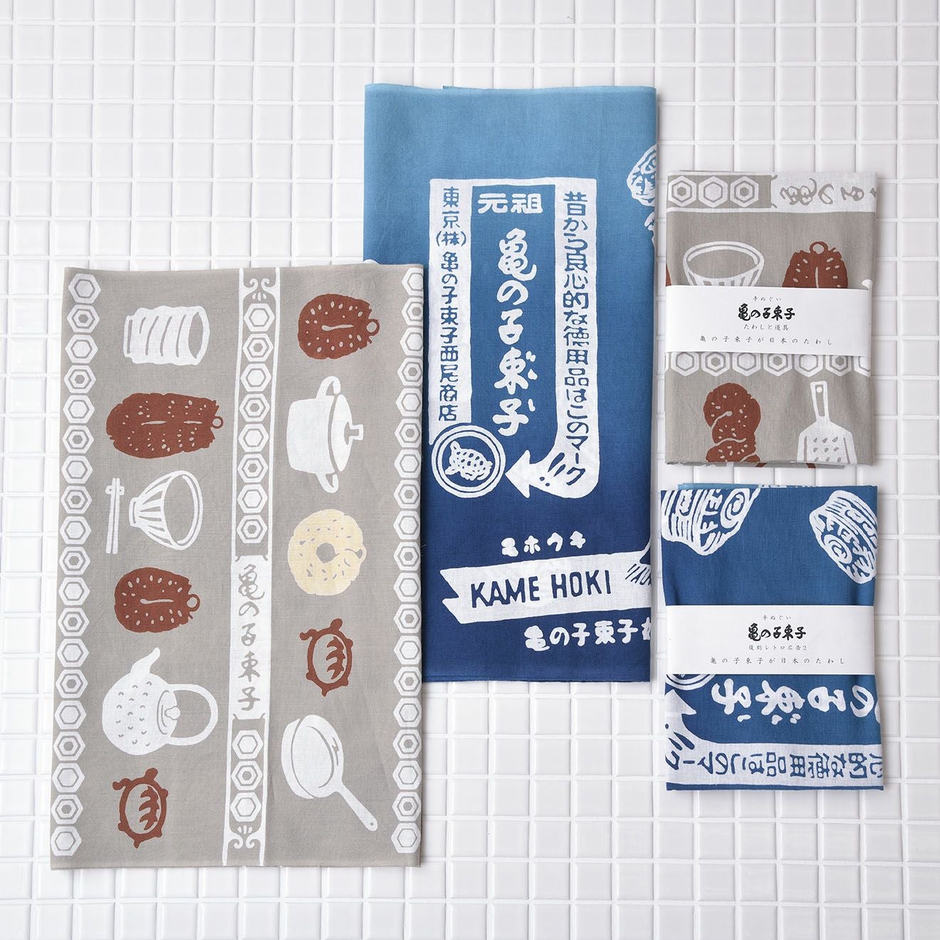 手ぬぐい 復刻レトロ広告2 ブルー | グッズ - 亀の子束子公式