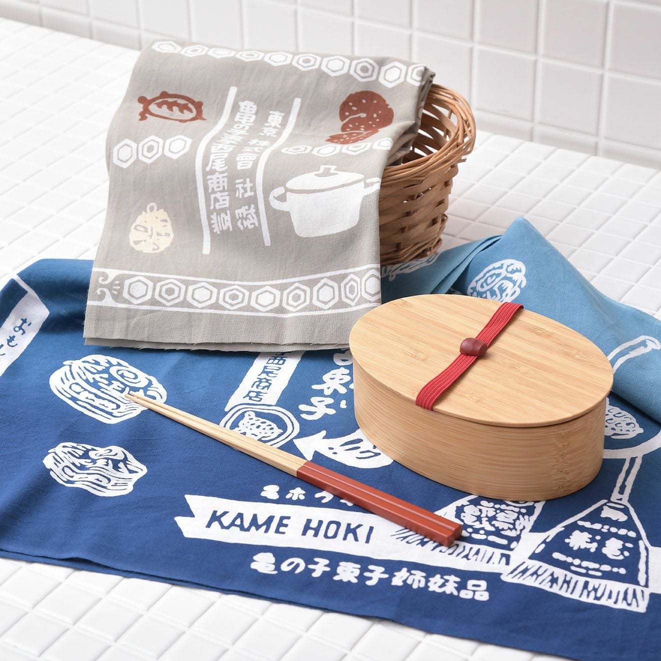 手ぬぐい 復刻レトロ広告2 ブルー | グッズ - 亀の子束子公式