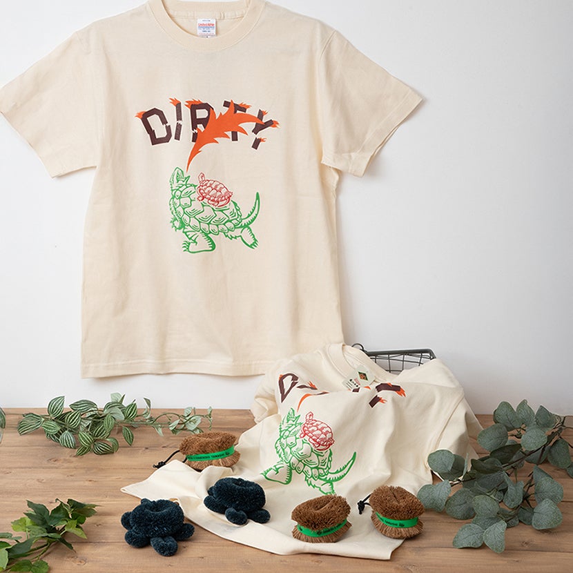 希少！亀の子束子　巾着・前掛け ・Tシャツ三点セット昭和レトロ アンティーク希少 希少！亀の子束子 巾着・前掛け ・Tシャツ三点セット昭和レトロ